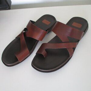 gino cherruti Mens Brown Leather Toe-Loop Flip Flop  NWOB - Size 11M or MX 28
